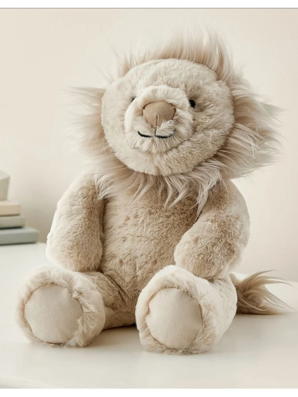 Pottery Barn Kids Cream Plush Lion with Fluffy Mane